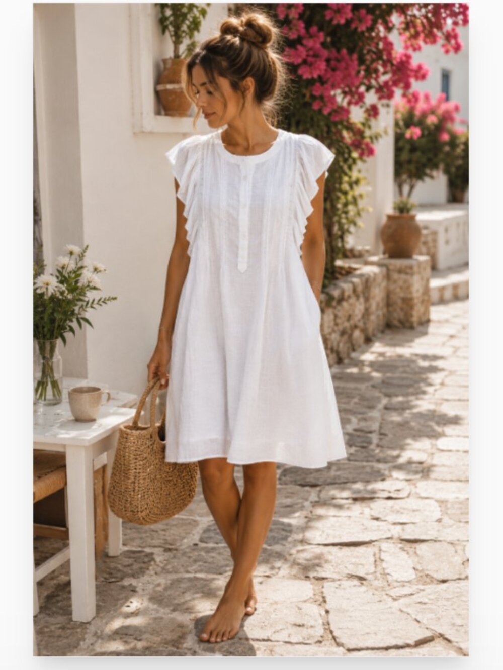 MAX STUDIO SIZE SMALL WHITE BOHO DRESS